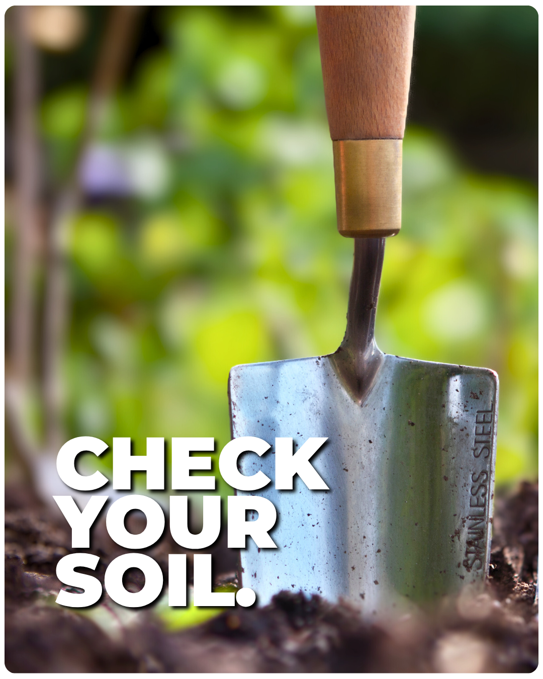 Garden trowel in the soil